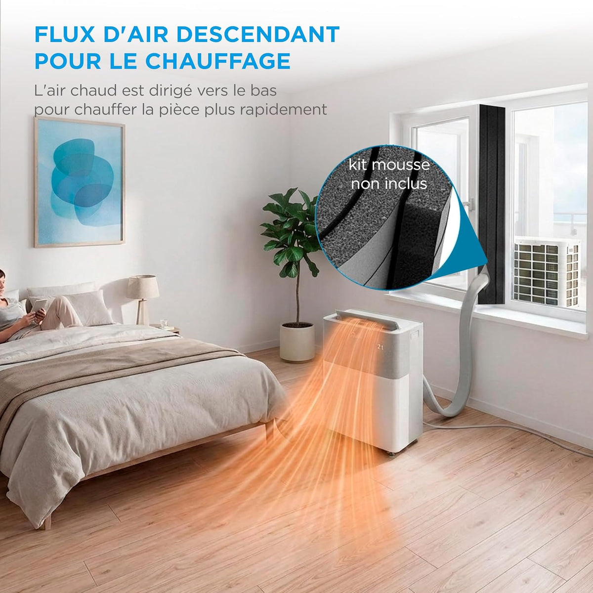 Flux d'air descendant pour chauffer la pièce plus rapidement