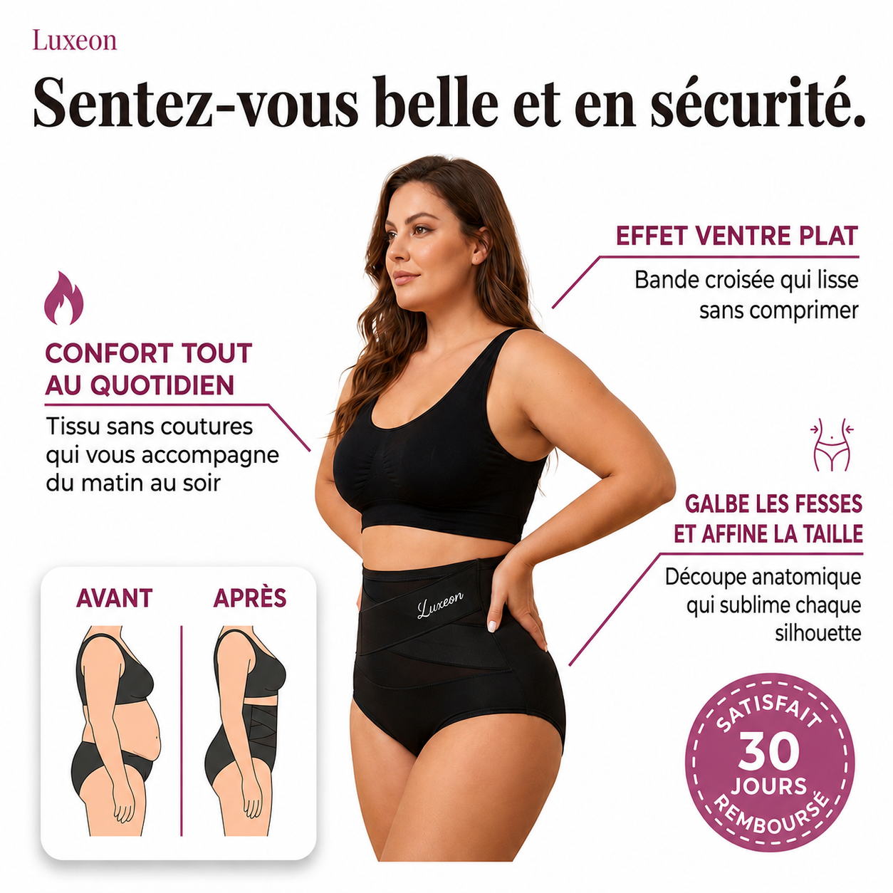 Culotte gainante taille haute — Contrôle du ventre sans coutures